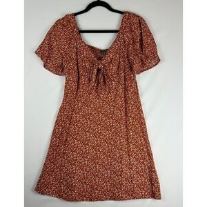 Lily Rose Babydoll Dress Womens M Orange A Line Dainty Floral Cottagecore Boho
